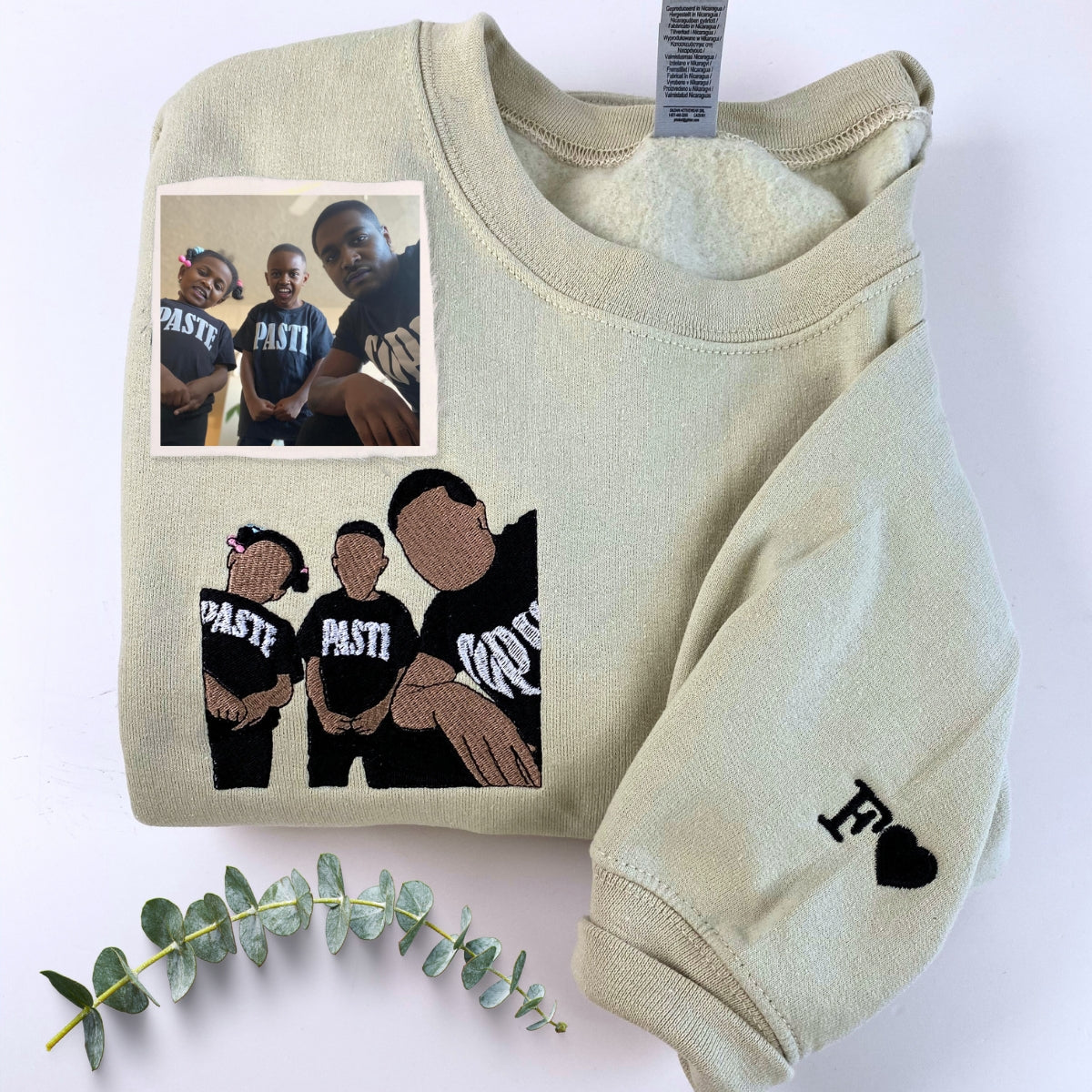 Custom Embroidered Fathers Day Sweatshirt with Photo Portrait