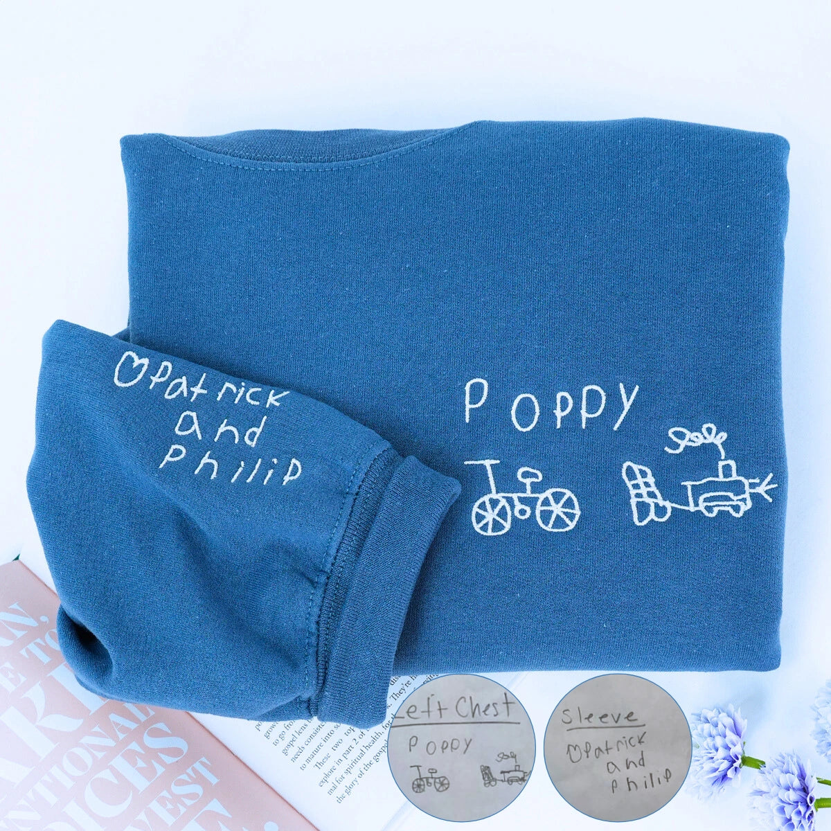Personalized Kids Drawing Sweatshirt | Embroidered Fathers Day Gift