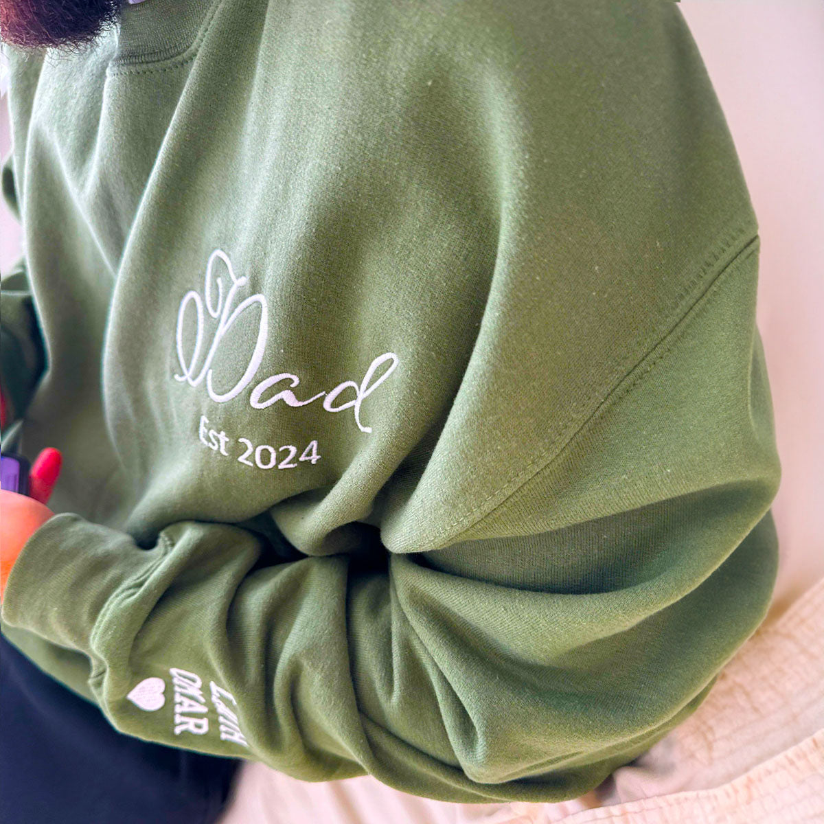 Personalized Fathers Day Hoodie with Embroidered Est 2023 Any Year