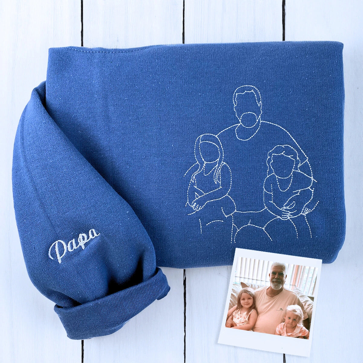 Custom Portrait Embroidered Grandpa Sweatshirt - Personalized Gift