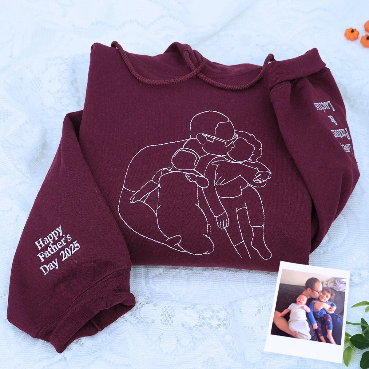 Custom Portrait Embroidered Grandpa Sweatshirt - Personalized Gift