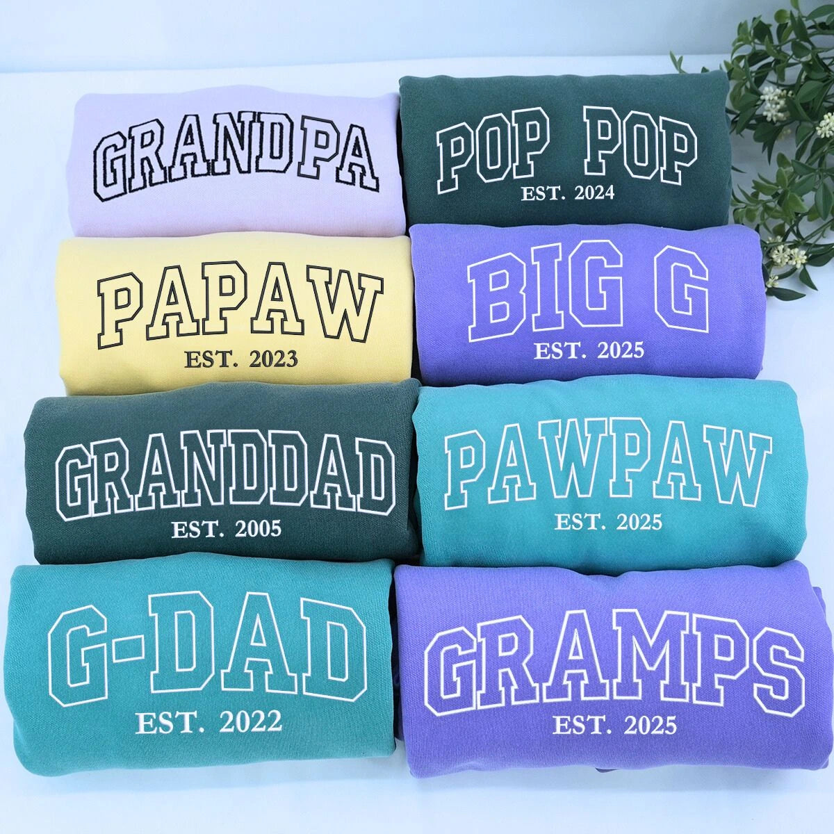 Custom Embroidered Grandpa Crewneck Sweatshirt with Kid Names