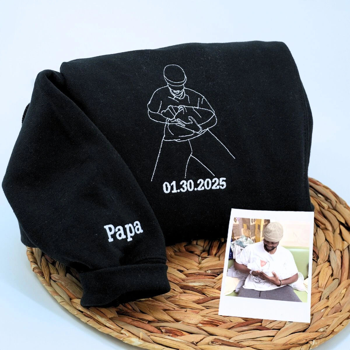 Custom Portrait Embroidered Grandpa Sweatshirt - Personalized Gift