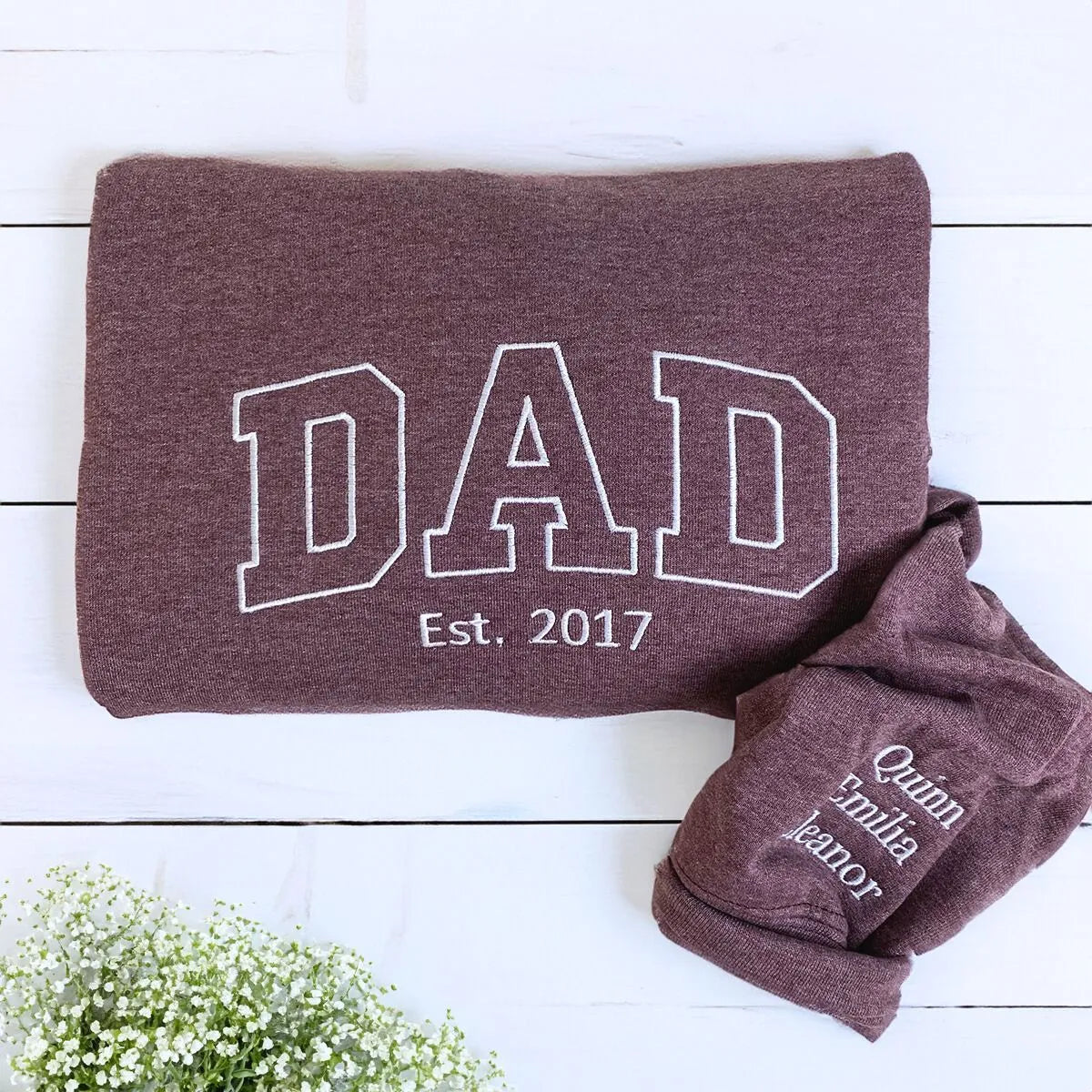 Personalized Daddy EST Hoodie with Childs Name | Dad 2024 Crewneck