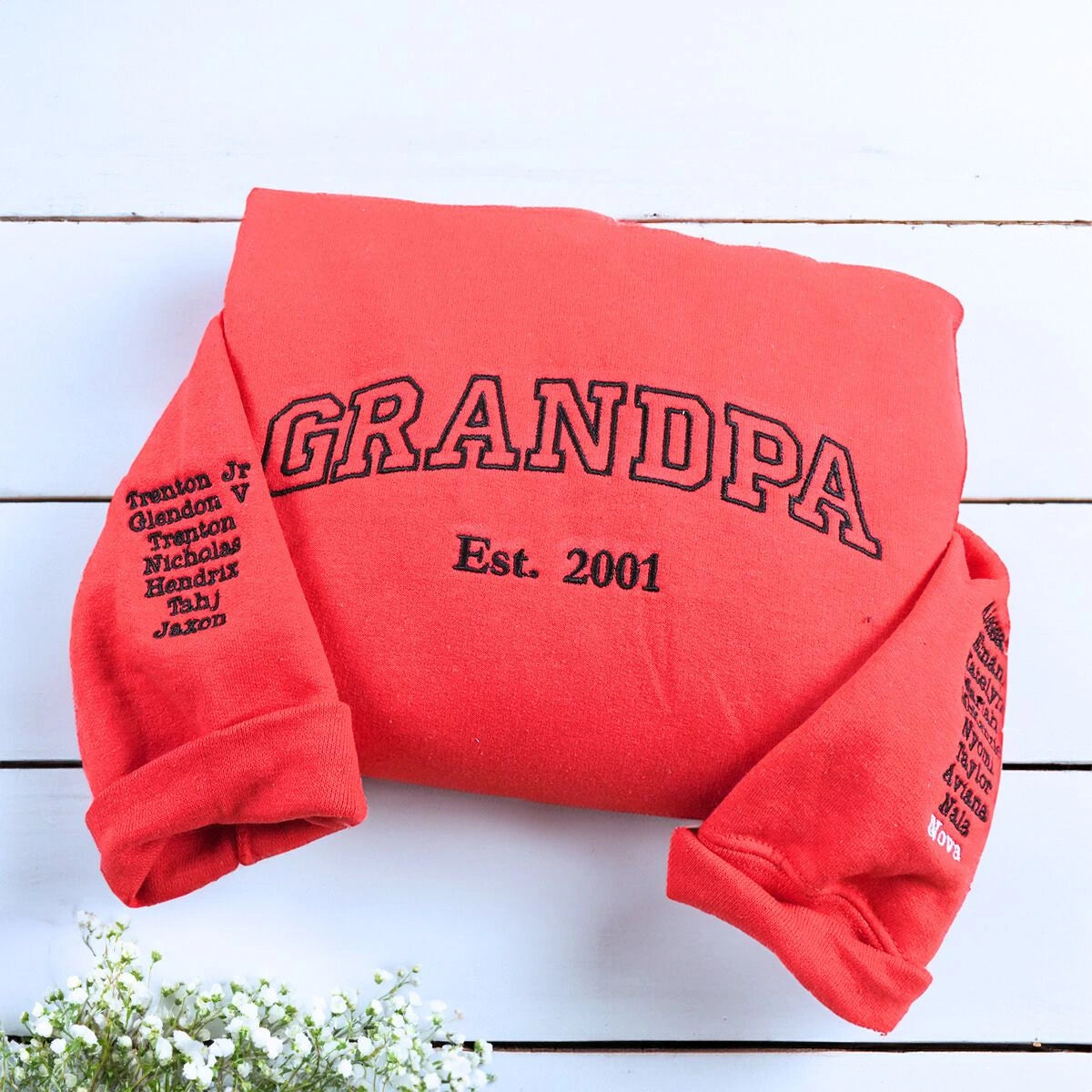 Personalized Daddy EST Hoodie with Childs Name | Dad 2024 Crewneck
