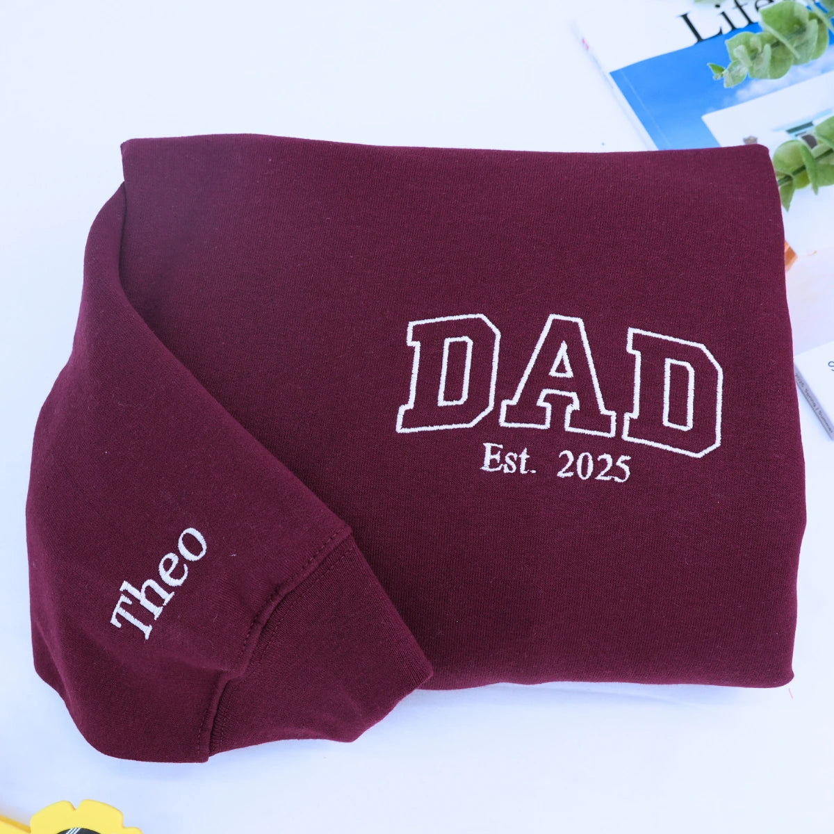 Personalized Daddy EST Hoodie with Childs Name | Dad 2024 Crewneck