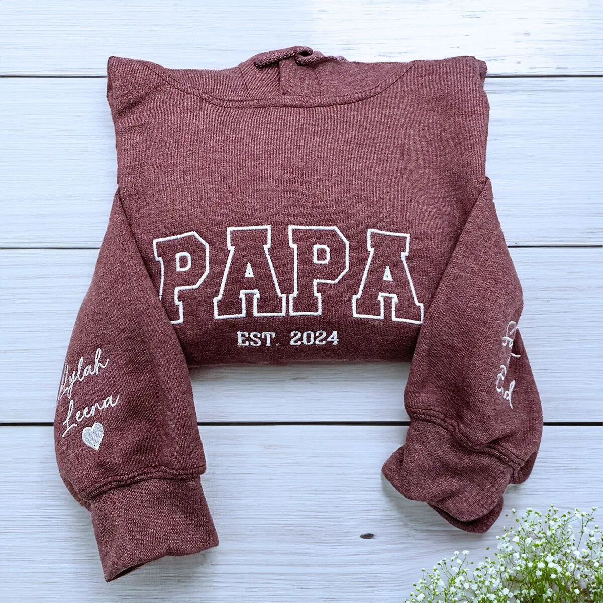 Personalized Daddy EST Hoodie with Childs Name | Dad 2024 Crewneck