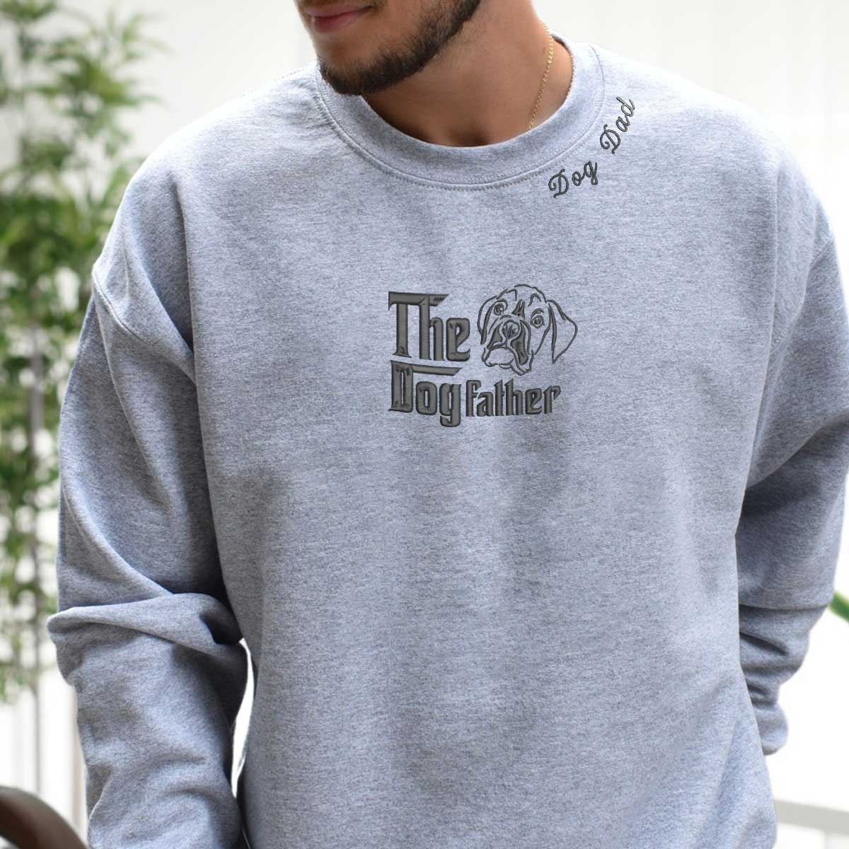 Personalized Boxer Dog Father Embroidered Sweater
