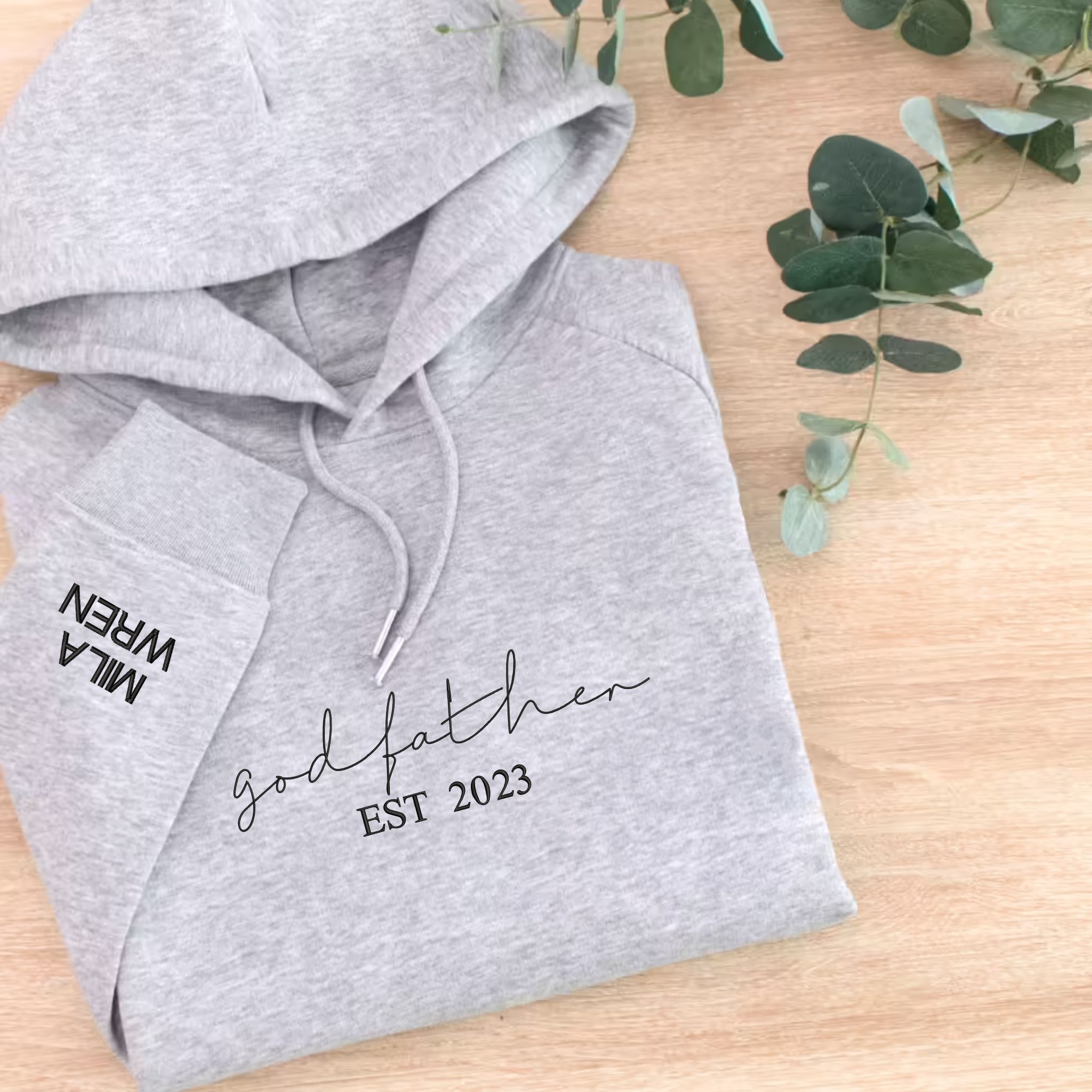 Personalized Kids Name Godfather Hoodie | Custom Embroidered EST Sweatshirt