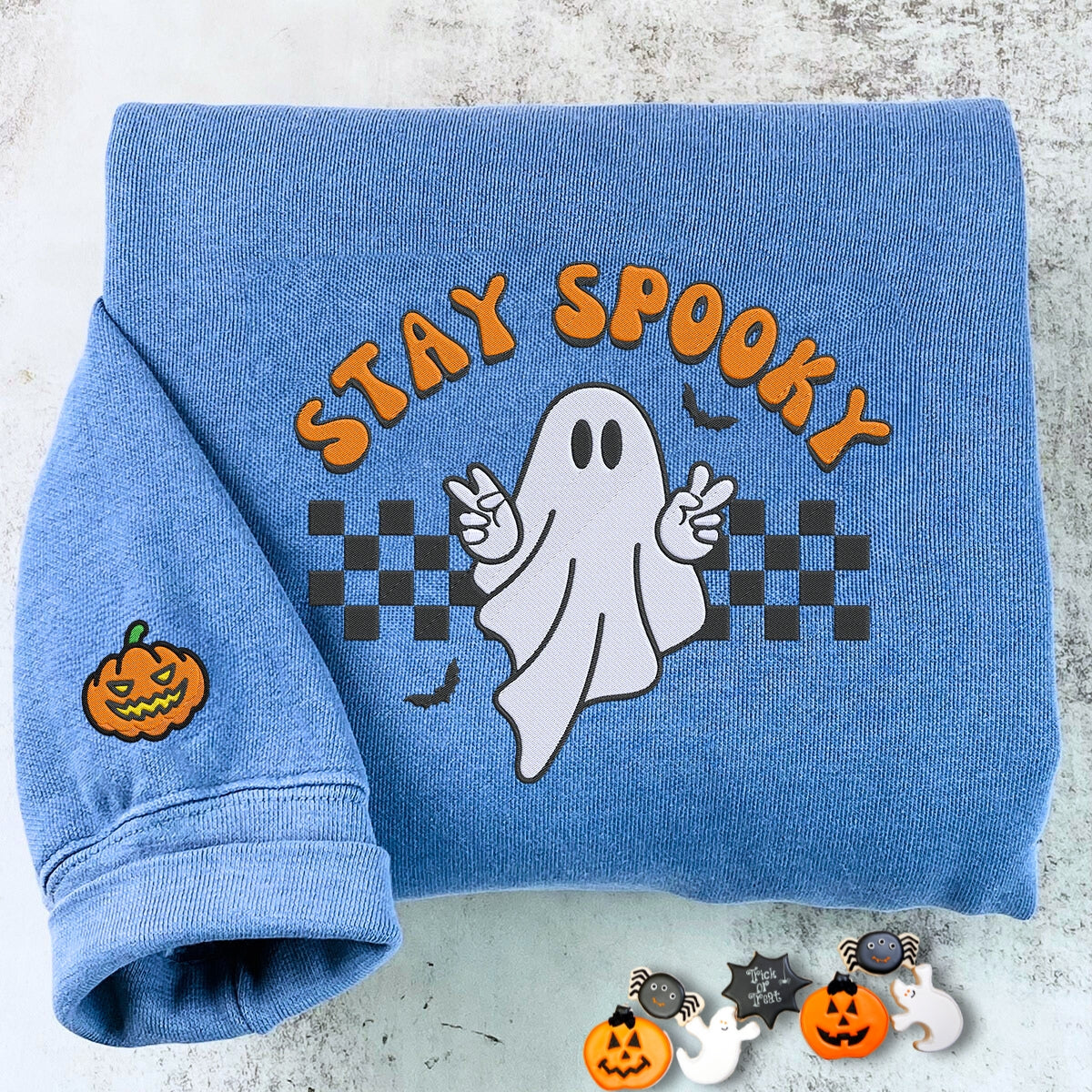 Embroidered Spooky Halloween Sweatshirt for Festive Fall Fun