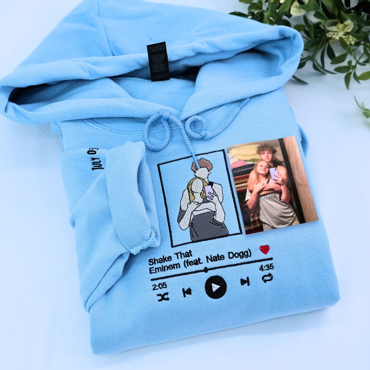 Personalized Embroidered Playlist Hoodie - Custom Song Photo Design