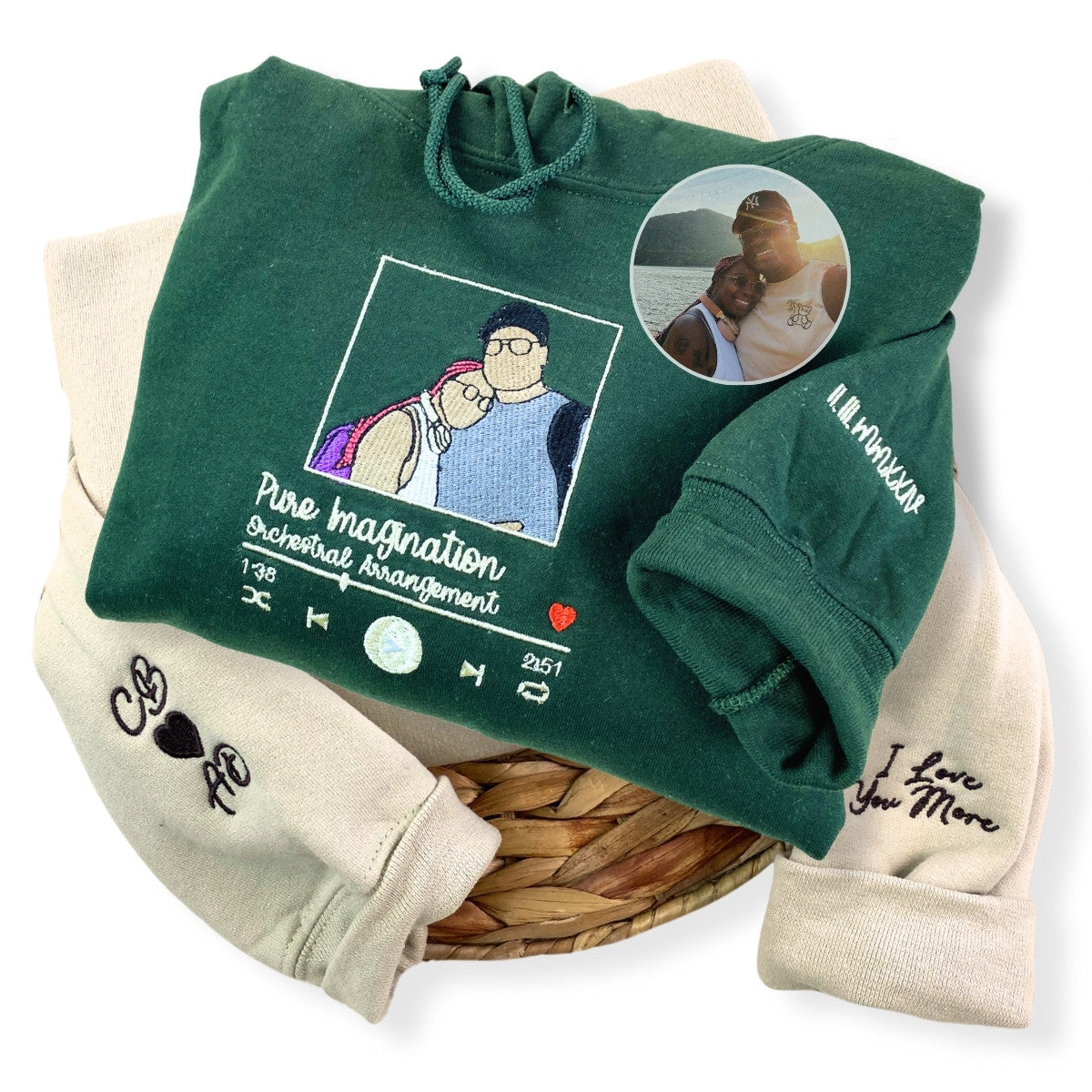 Personalized Embroidered Playlist Hoodie - Custom Song Photo Design