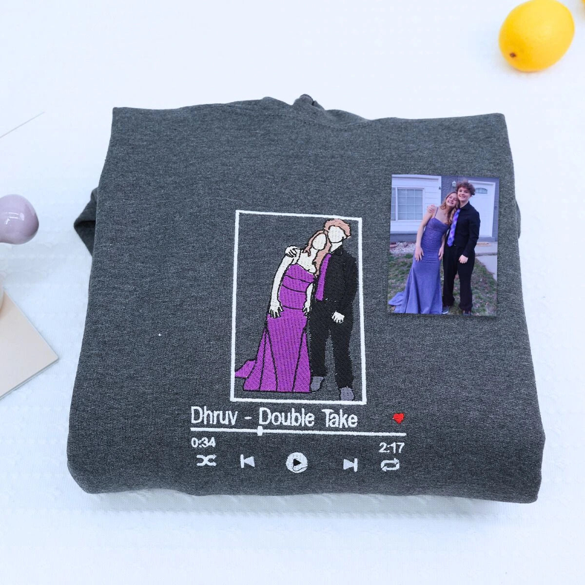 Personalized Embroidered Playlist Hoodie - Custom Song Photo Design