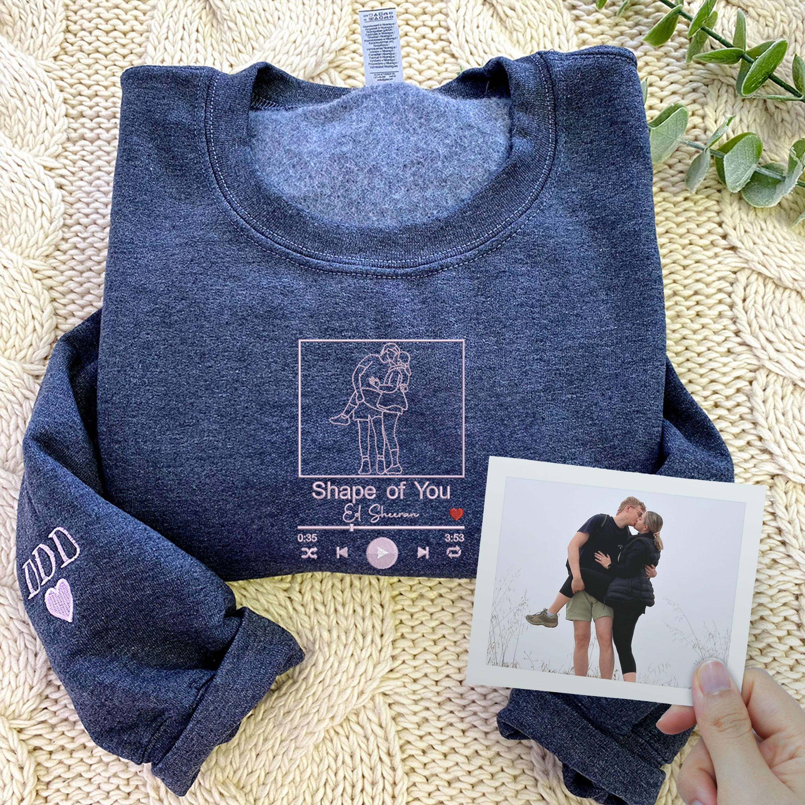 Personalized Embroidered Playlist Hoodie - Custom Song Photo Design