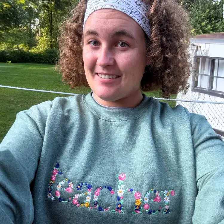 Custom Floral Teacher T-Shirt or Sweatshirt - Personalized Gift for Educators