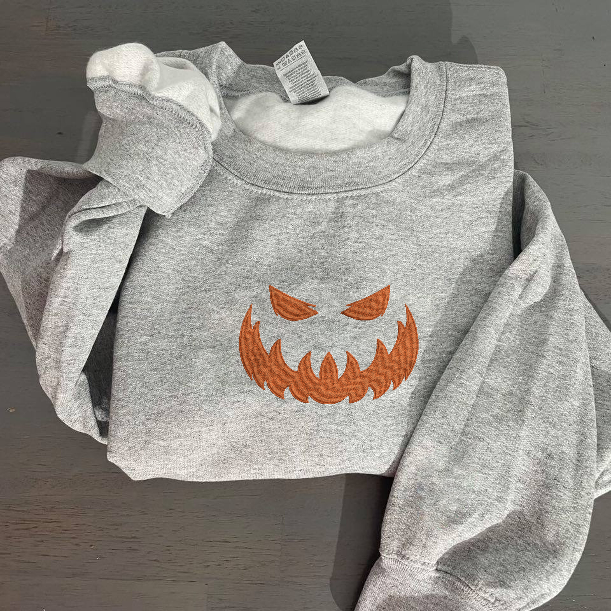 Spooky Jack OLantern Halloween Embroidered Sweatshirt & Hoodie