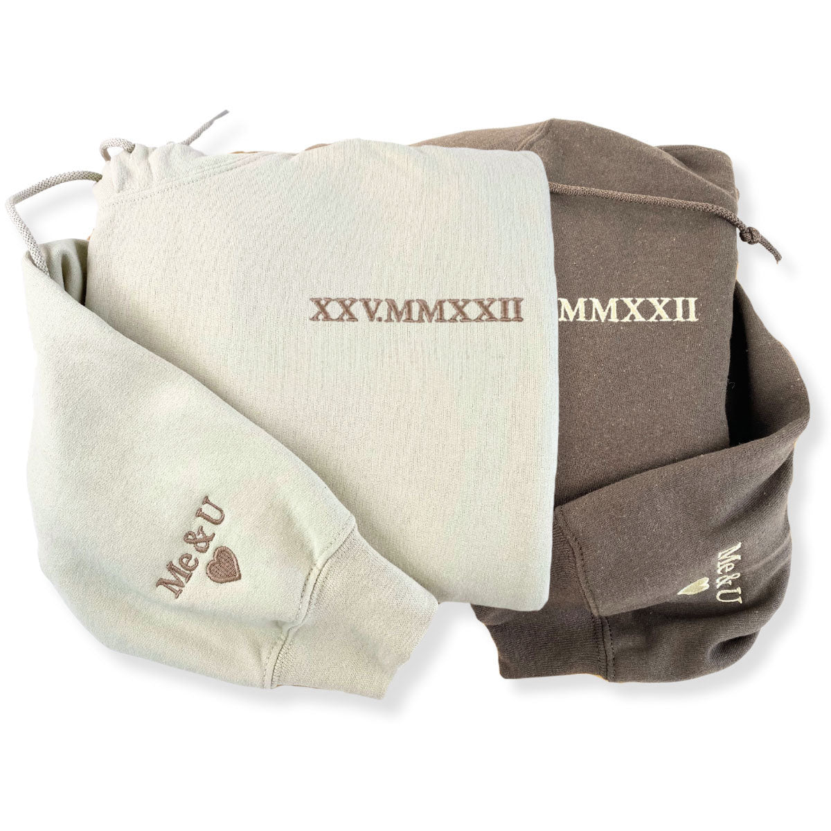 Personalized Roman Date Couple Sweatshirt | Embroidered Wedding Gift