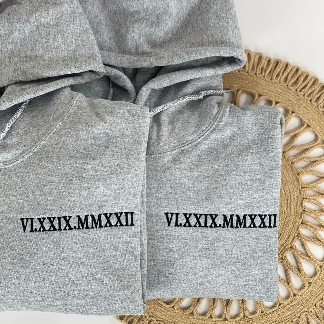 Custom Date Roman Numeral Hoodie Sweatshirt