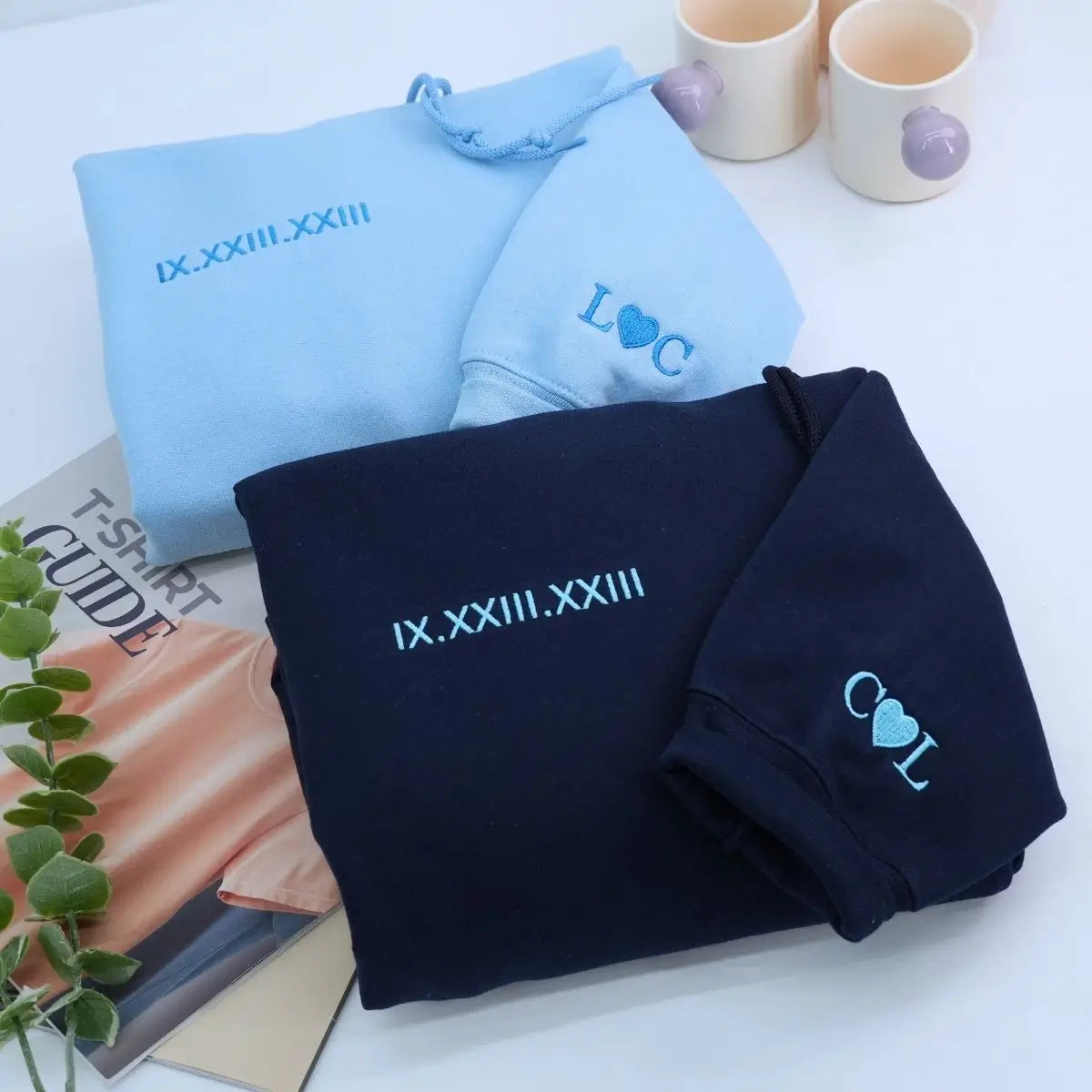 Custom Embroidered Roman Numeral Unisex Sweatshirt for Couples