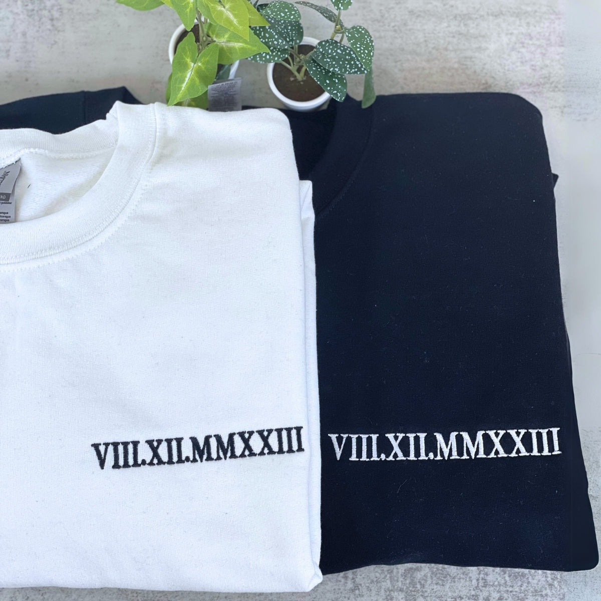 Custom Embroidered Roman Numeral Unisex Sweatshirt for Couples