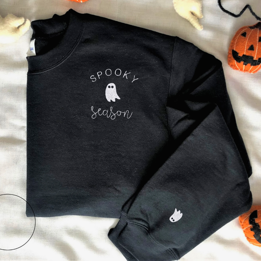 Halloween Embroidered Fall Sweater | Spooky Season Sweatshirt | Cozy Hoodie