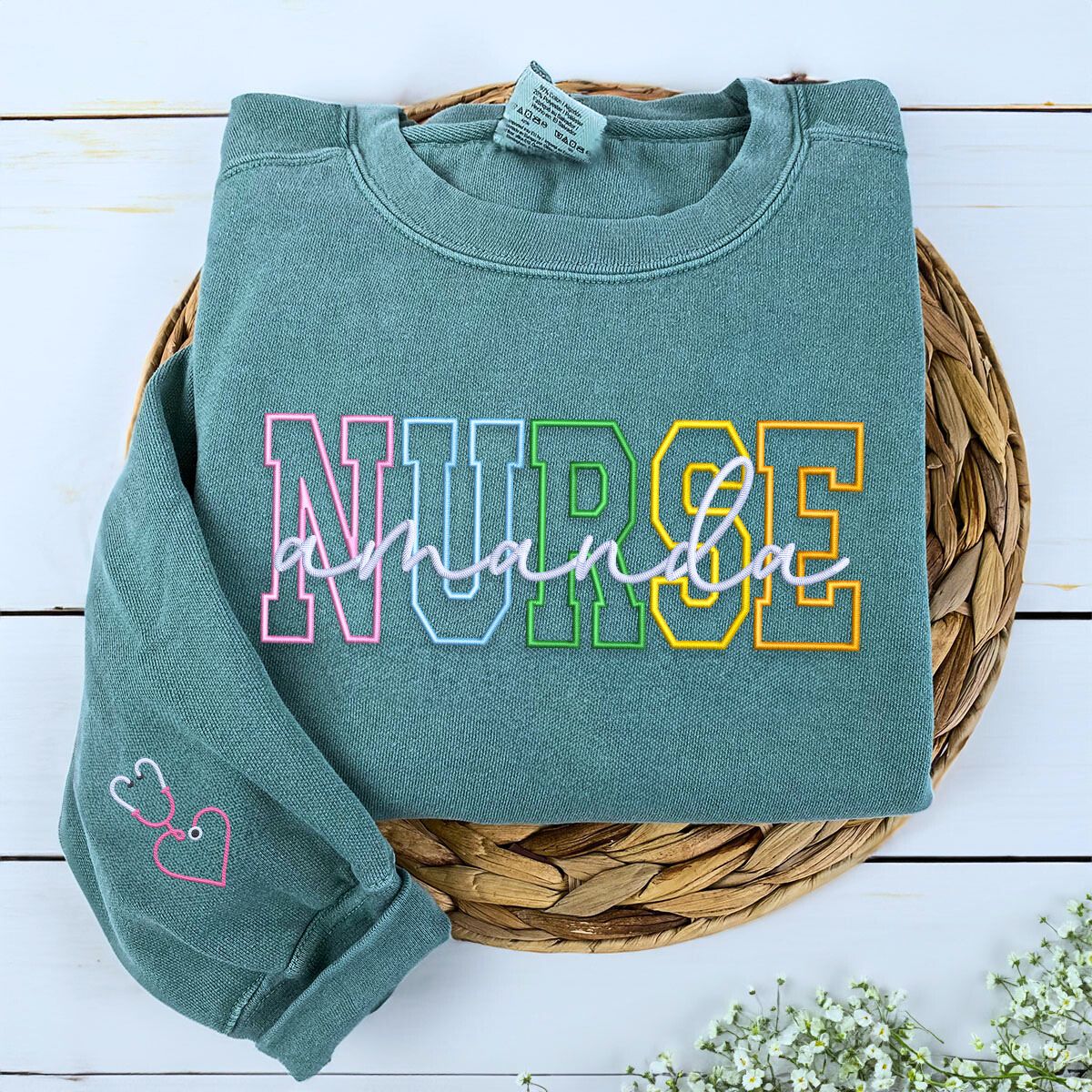 Custom Nurse Personalized Embroidered Sweatshirt or Hoodie