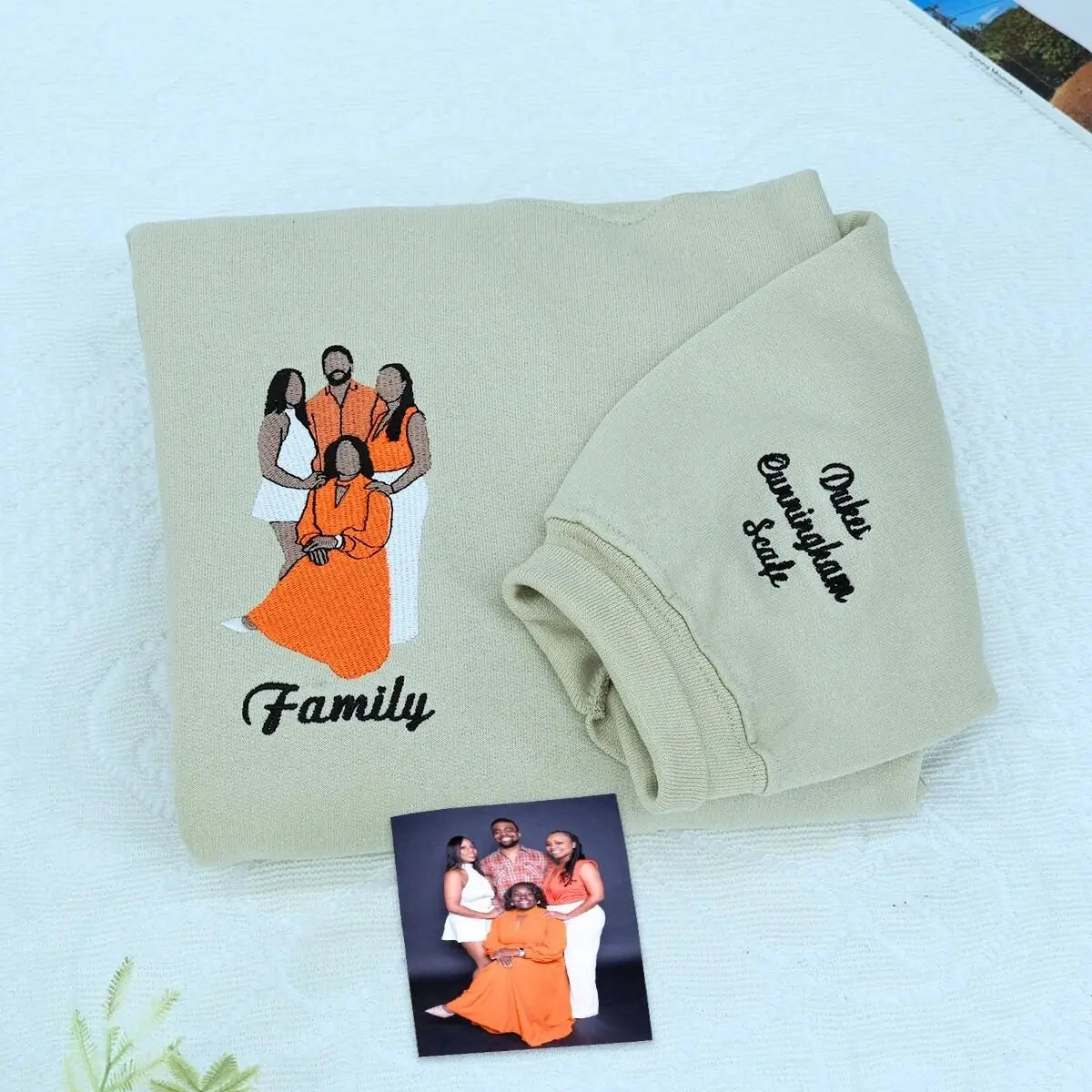 Custom Embroidered Family Portrait Hoodie - Personalized Keepsake