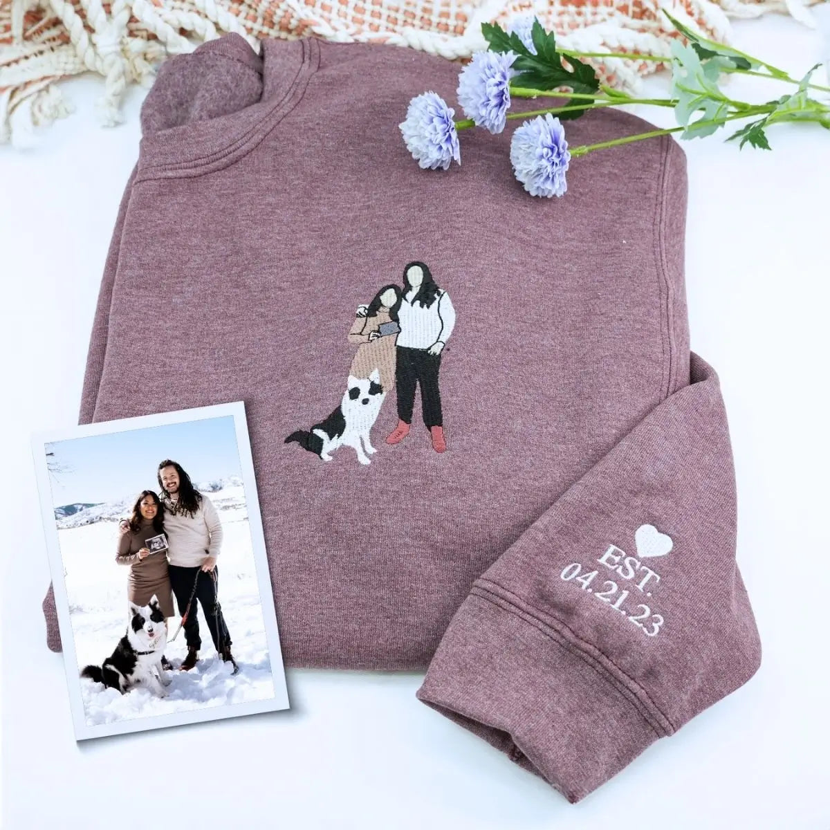 Custom Embroidered Family Portrait Hoodie - Personalized Keepsake