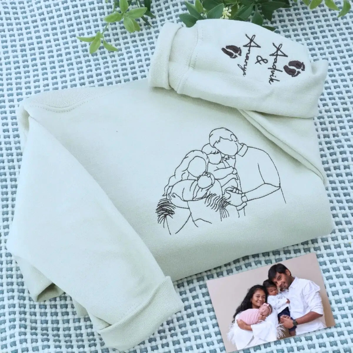 Custom Embroidered Family Portrait Hoodie - Personalized Keepsake