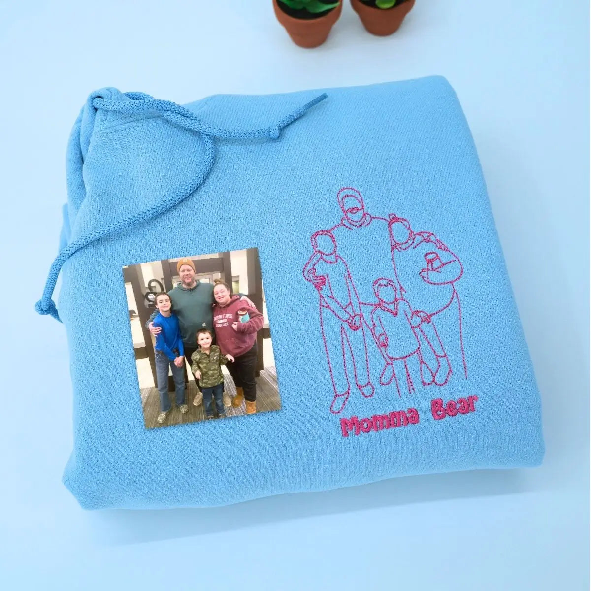 Custom Embroidered Family Portrait Hoodie - Personalized Keepsake