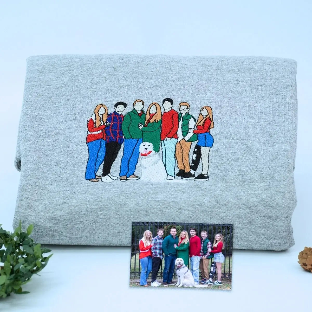 Custom Embroidered Family Portrait Hoodie - Personalized Keepsake