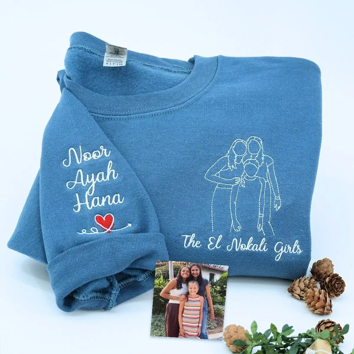 Custom Embroidered Family Portrait Hoodie - Personalized Keepsake