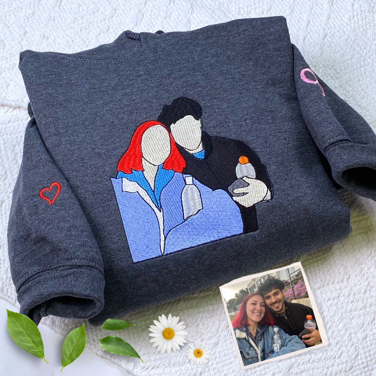 Custom Embroidered Matching Couple Sweatshirt Set - Personalized Gift Idea