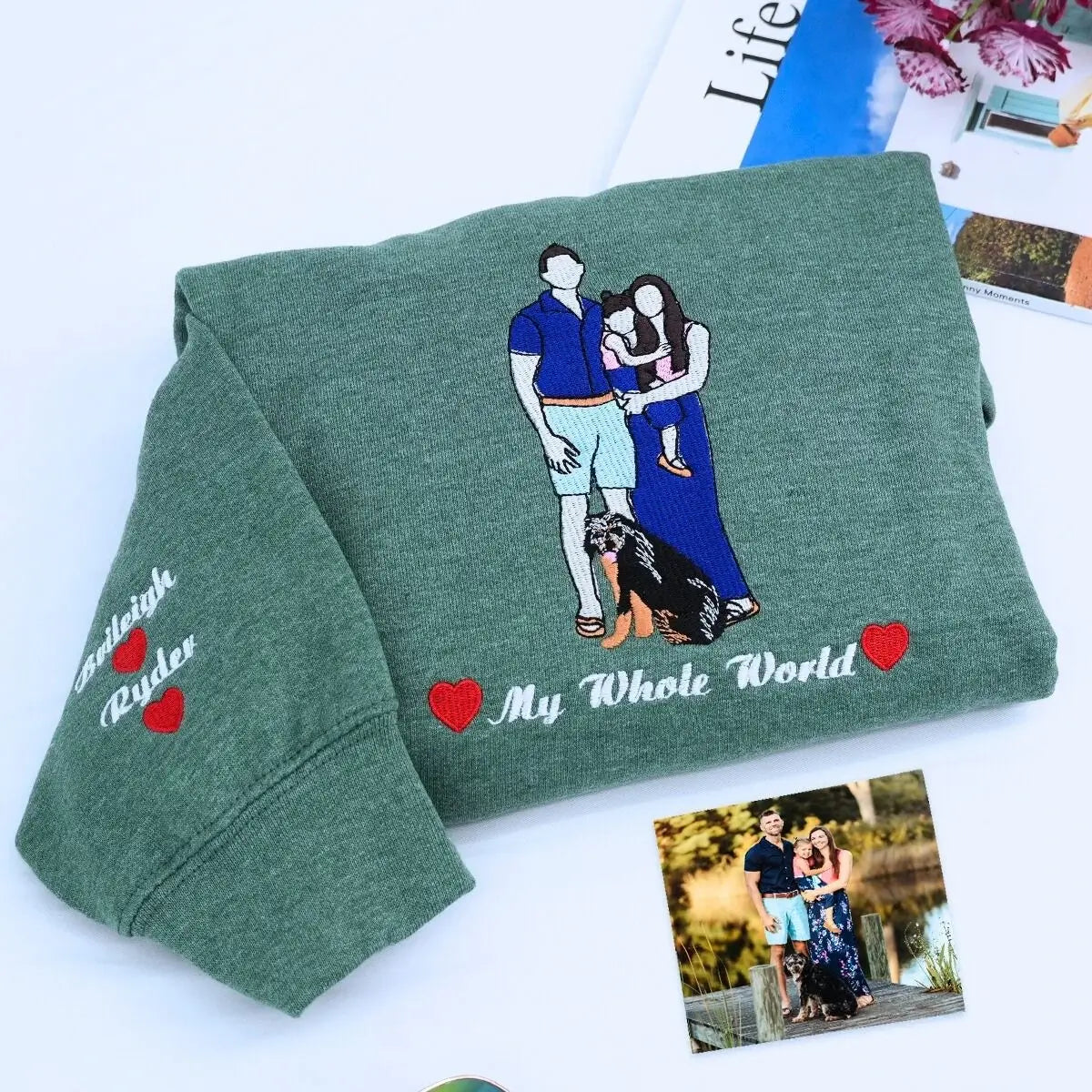 Custom Embroidered Family Portrait Hoodie - Personalized Keepsake