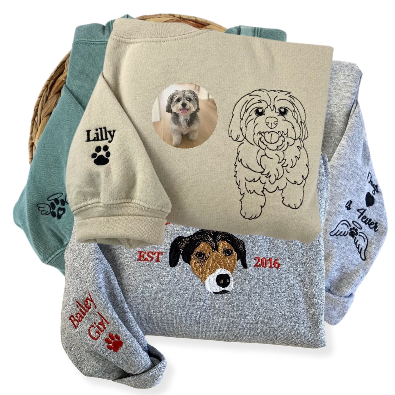Personalized Pet Photo Hoodie - Custom Embroidered Sweatshirt